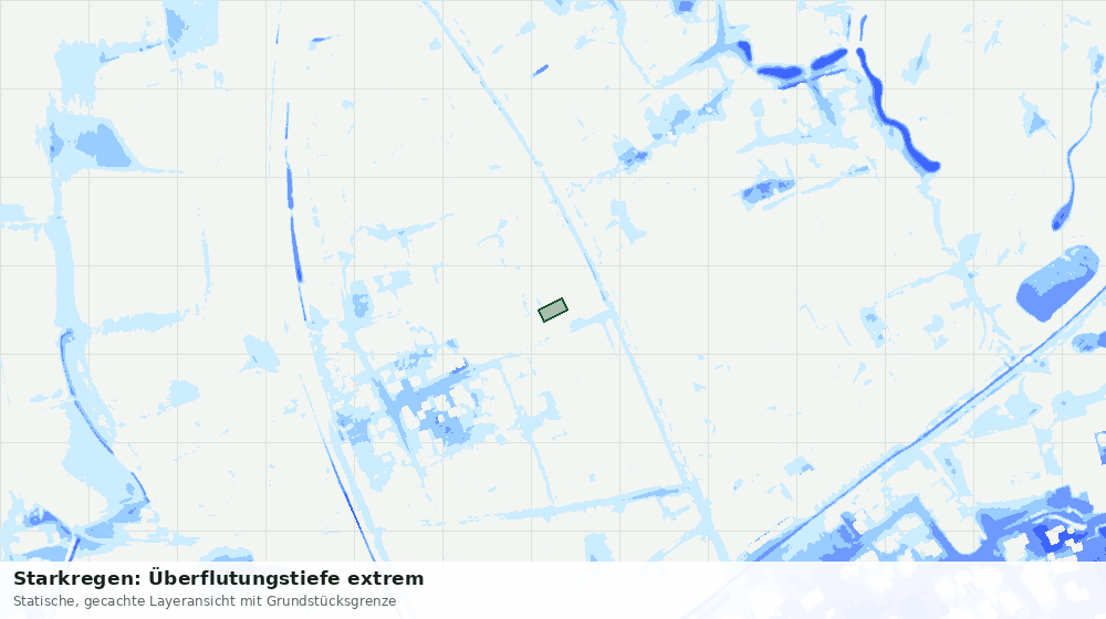 Statische Kartenansicht: Starkregen: Überflutungstiefe extrem