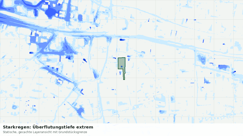 Statische Kartenansicht: Starkregen: Überflutungstiefe extrem