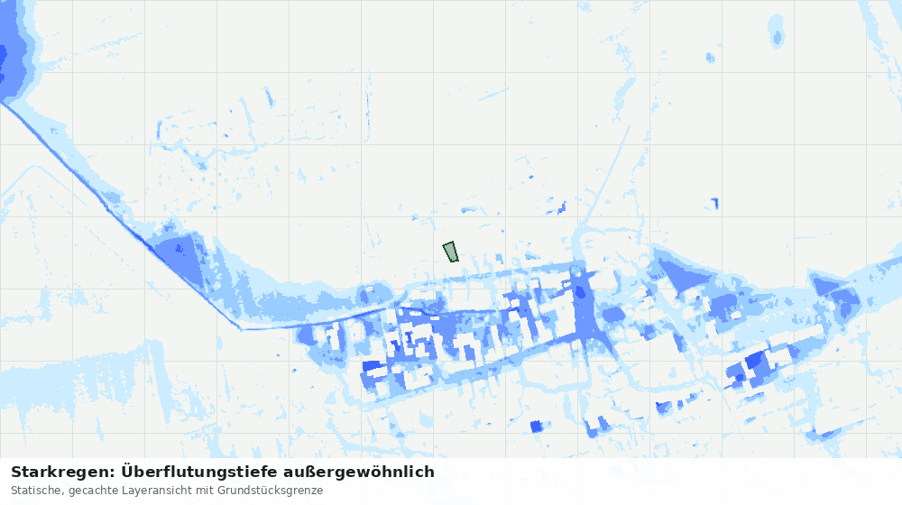 Statische Kartenansicht: Starkregen: Überflutungstiefe außergewöhnlich