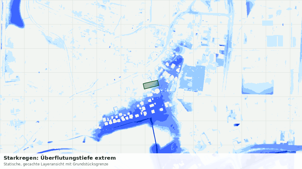 Statische Kartenansicht: Starkregen: Überflutungstiefe extrem