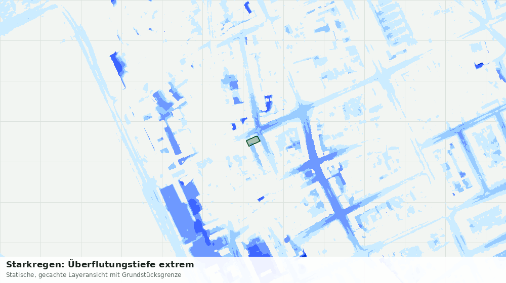 Statische Kartenansicht: Starkregen: Überflutungstiefe extrem