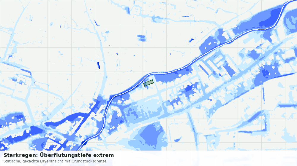 Statische Kartenansicht: Starkregen: Überflutungstiefe extrem