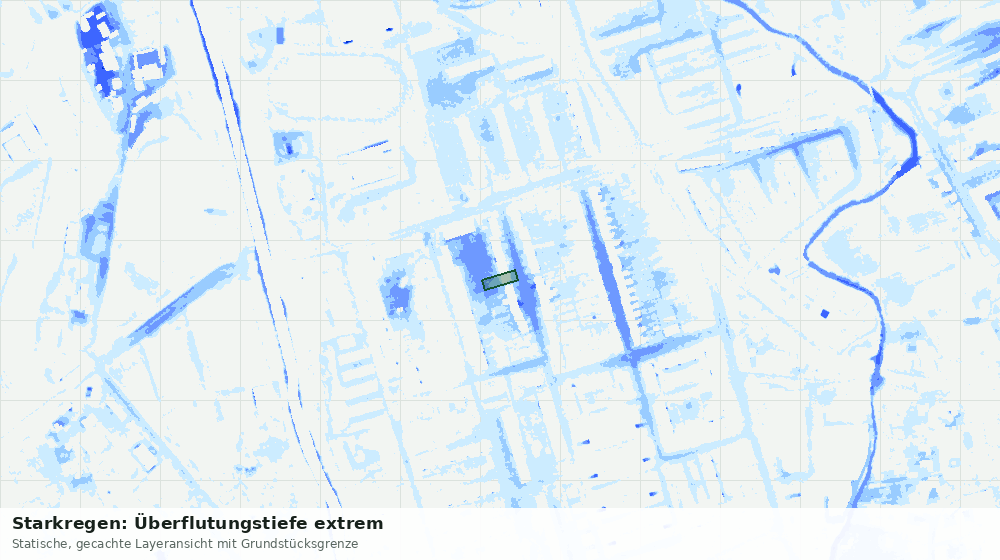 Statische Kartenansicht: Starkregen: Überflutungstiefe extrem