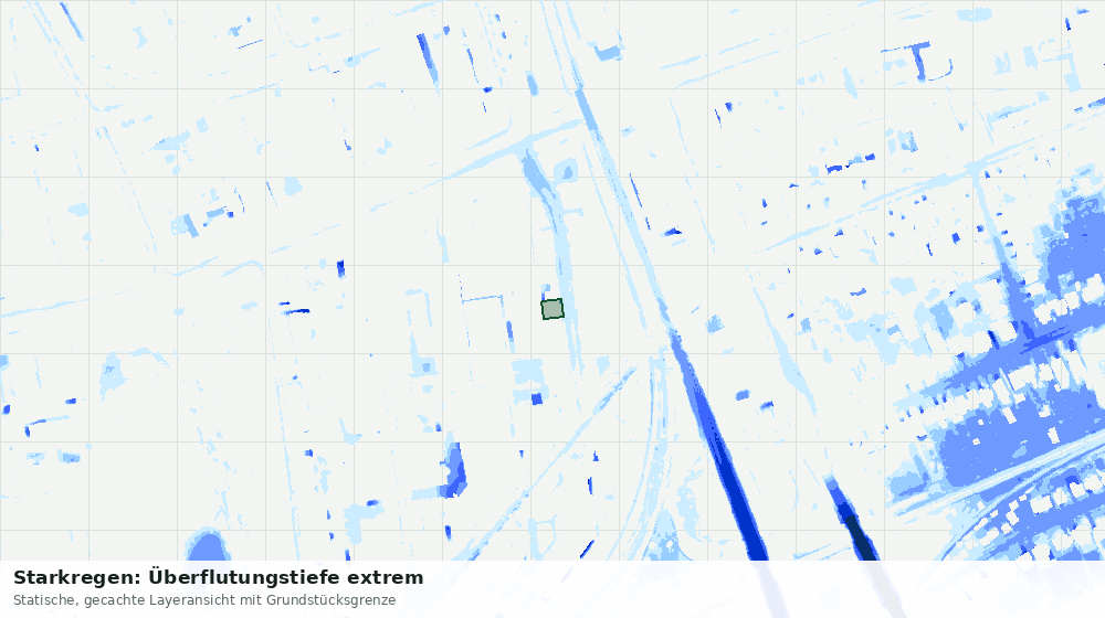 Statische Kartenansicht: Starkregen: Überflutungstiefe extrem