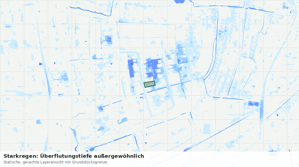 Statische Kartenansicht: Starkregen: Überflutungstiefe außergewöhnlich