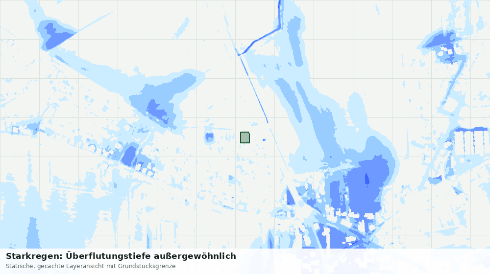 Statische Kartenansicht: Starkregen: Überflutungstiefe außergewöhnlich
