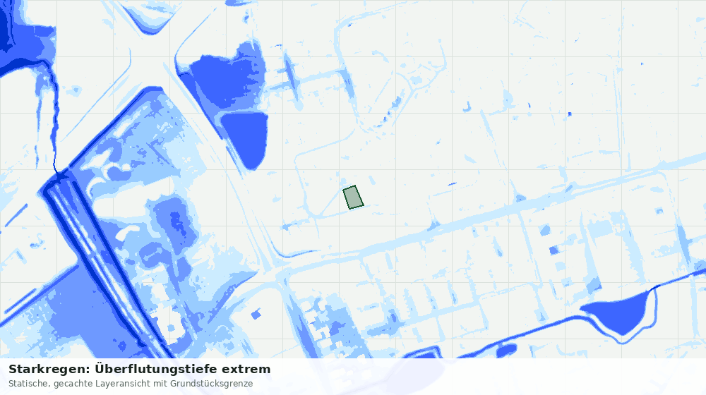 Statische Kartenansicht: Starkregen: Überflutungstiefe extrem