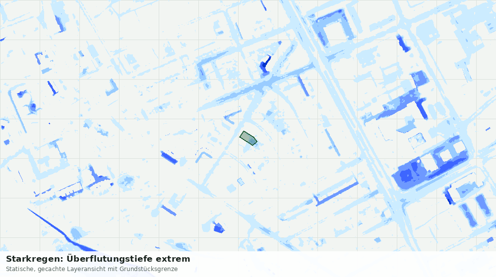 Statische Kartenansicht: Starkregen: Überflutungstiefe extrem