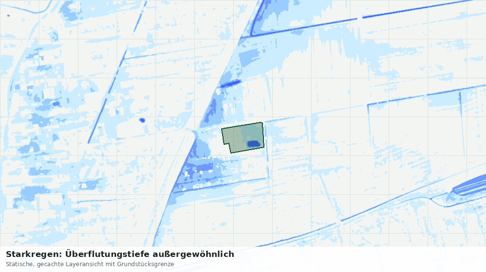 Statische Kartenansicht: Starkregen: Überflutungstiefe außergewöhnlich