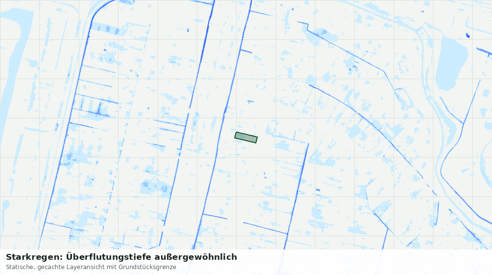 Statische Kartenansicht: Starkregen: Überflutungstiefe außergewöhnlich