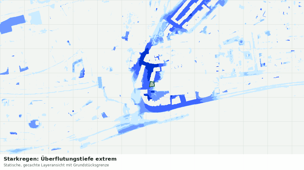 Statische Kartenansicht: Starkregen: Überflutungstiefe extrem