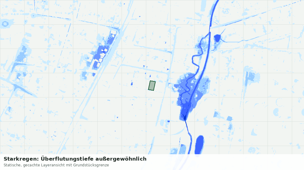 Statische Kartenansicht: Starkregen: Überflutungstiefe außergewöhnlich