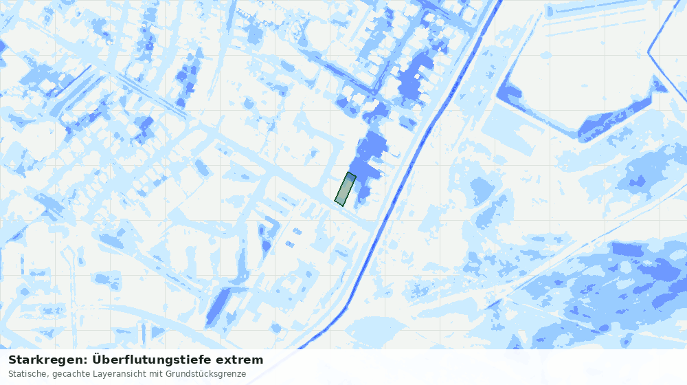 Statische Kartenansicht: Starkregen: Überflutungstiefe extrem