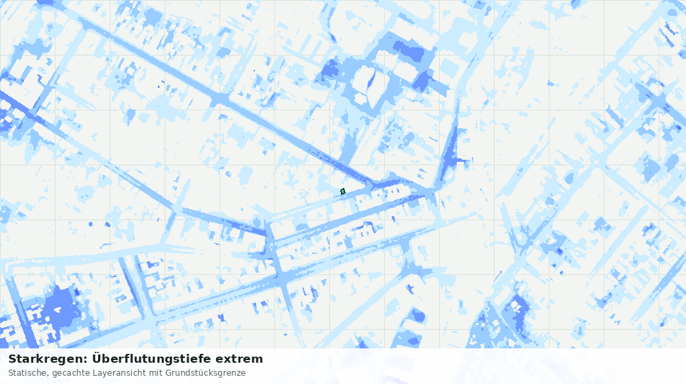 Statische Kartenansicht: Starkregen: Überflutungstiefe extrem