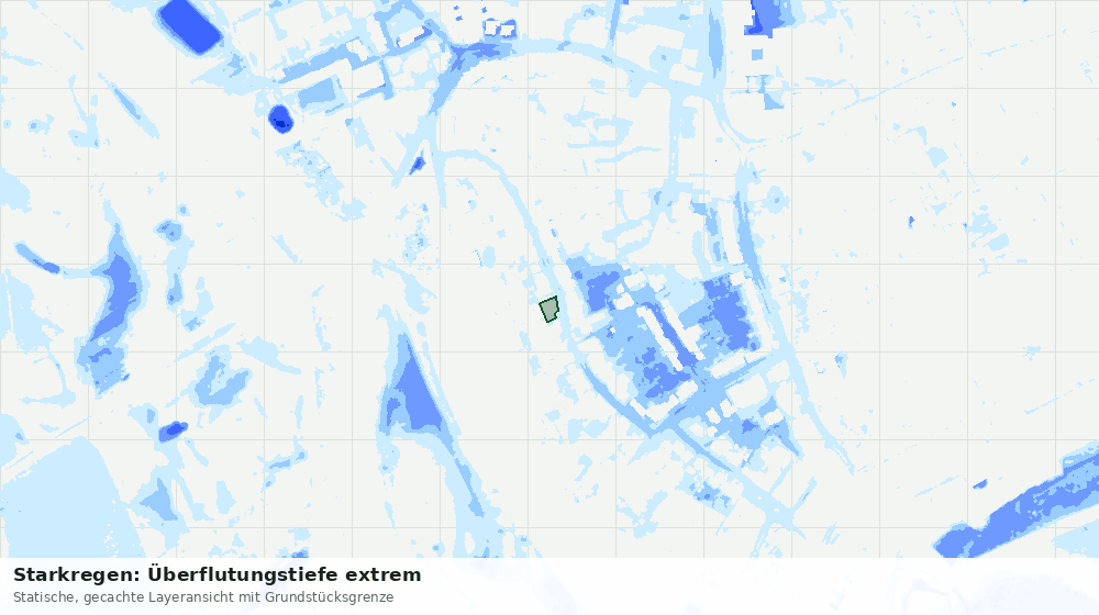 Statische Kartenansicht: Starkregen: Überflutungstiefe extrem