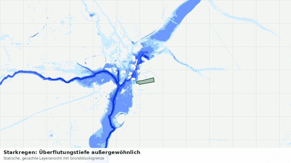 Statische Kartenansicht: Starkregen: Überflutungstiefe außergewöhnlich