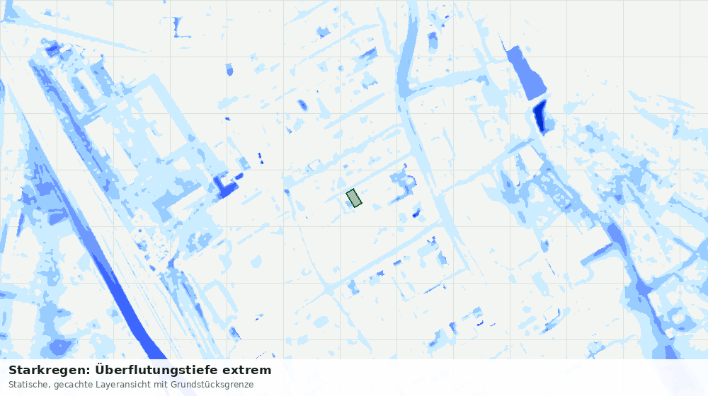 Statische Kartenansicht: Starkregen: Überflutungstiefe extrem