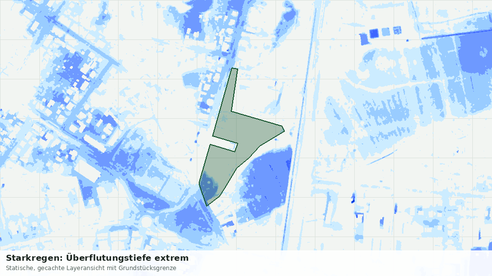 Statische Kartenansicht: Starkregen: Überflutungstiefe extrem
