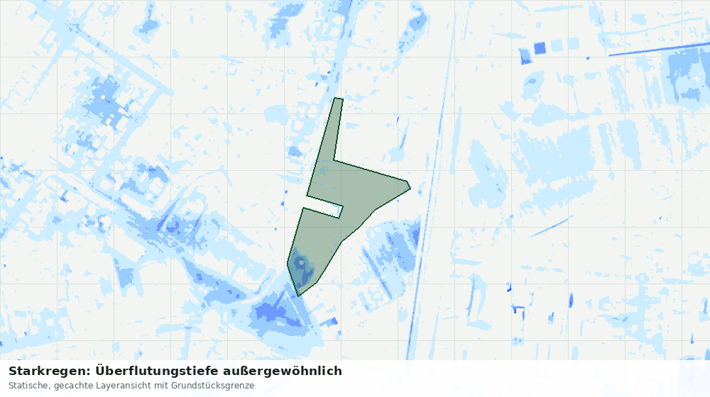 Statische Kartenansicht: Starkregen: Überflutungstiefe außergewöhnlich