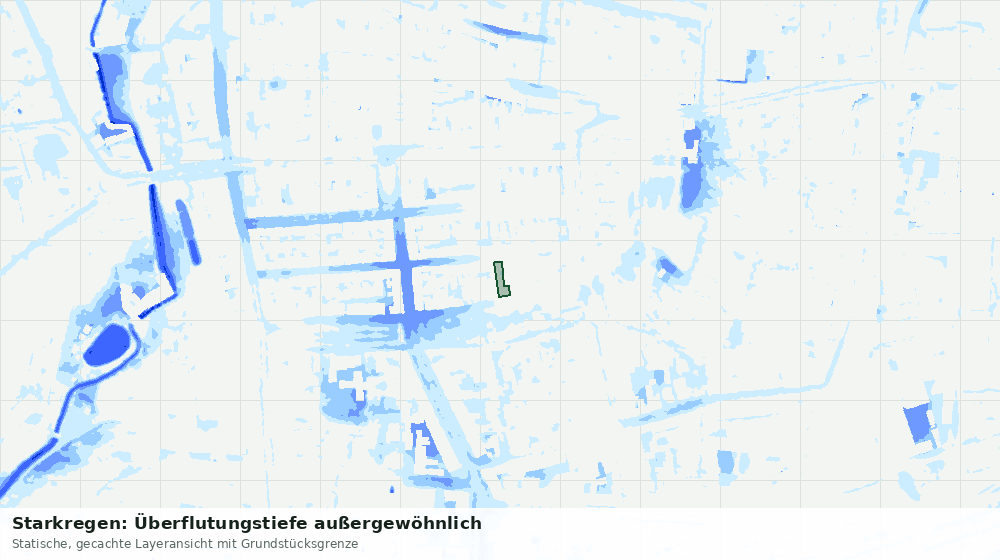 Statische Kartenansicht: Starkregen: Überflutungstiefe außergewöhnlich