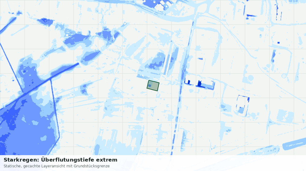 Statische Kartenansicht: Starkregen: Überflutungstiefe extrem