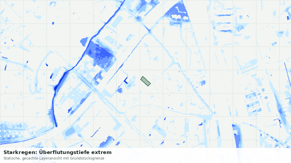 Statische Kartenansicht: Starkregen: Überflutungstiefe extrem