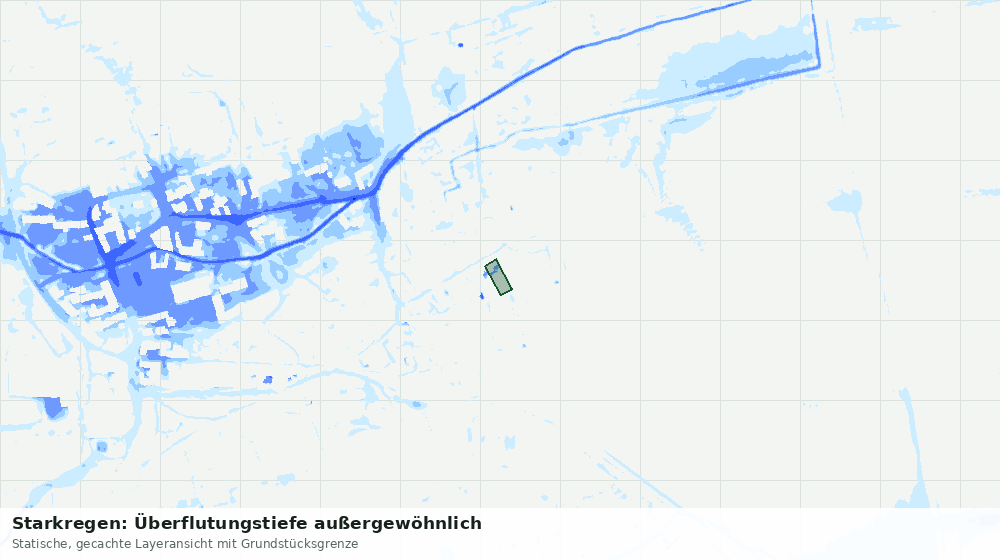 Statische Kartenansicht: Starkregen: Überflutungstiefe außergewöhnlich