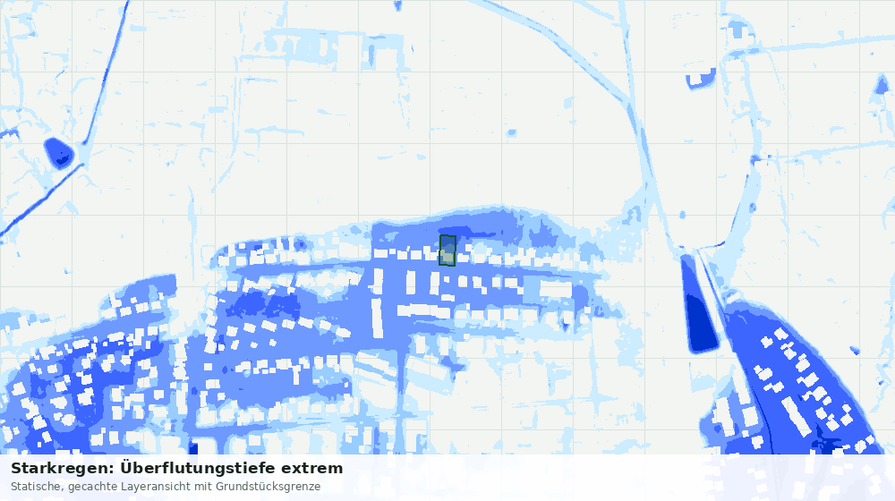 Statische Kartenansicht: Starkregen: Überflutungstiefe extrem