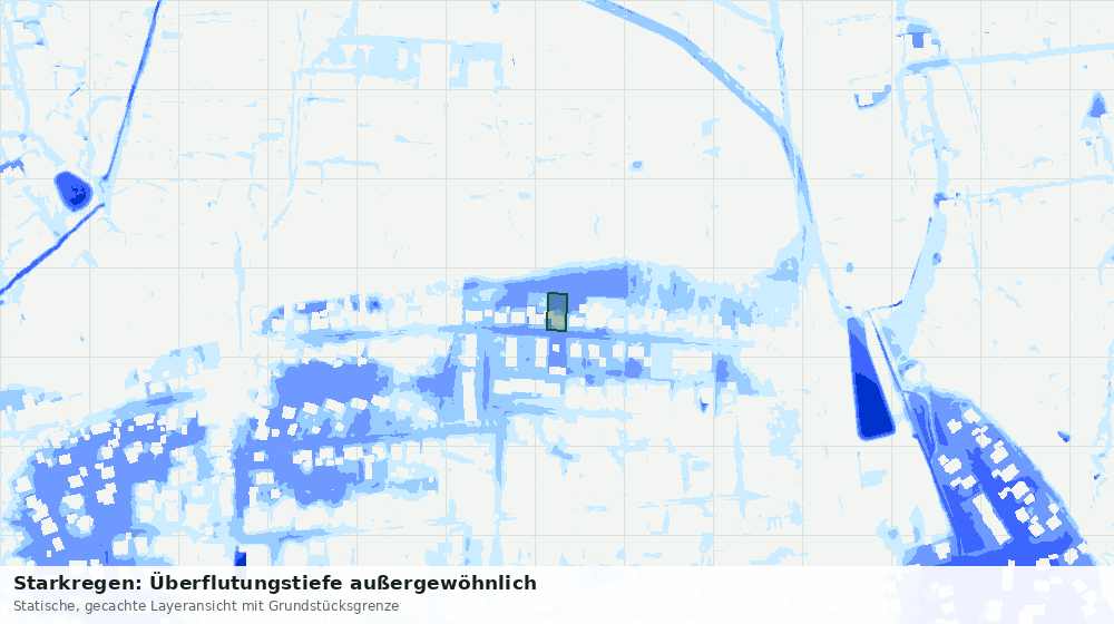 Statische Kartenansicht: Starkregen: Überflutungstiefe außergewöhnlich