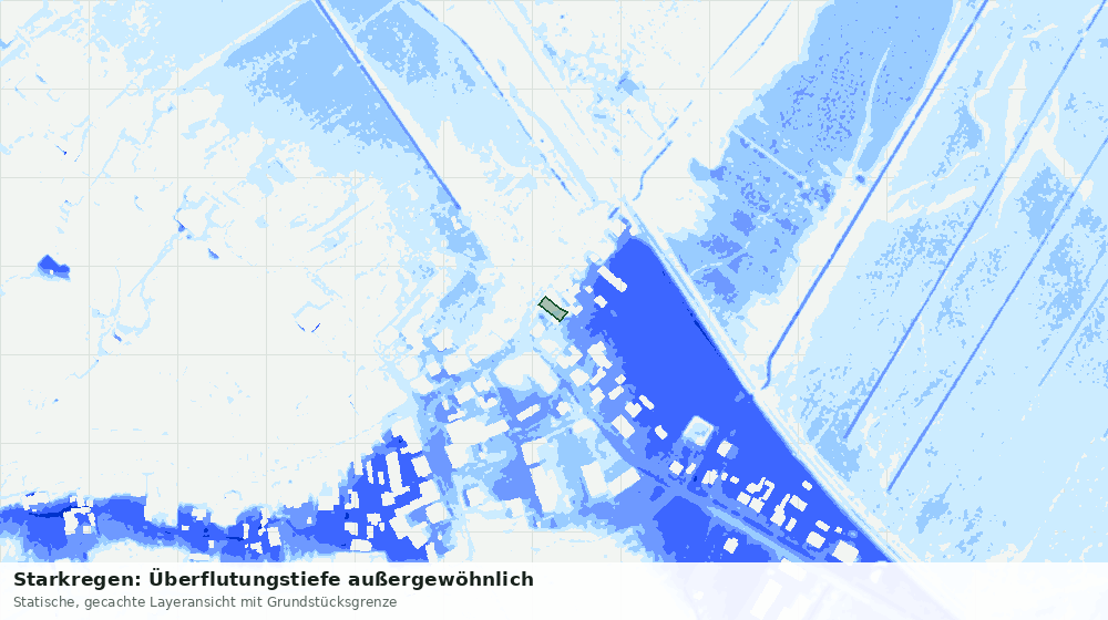 Statische Kartenansicht: Starkregen: Überflutungstiefe außergewöhnlich