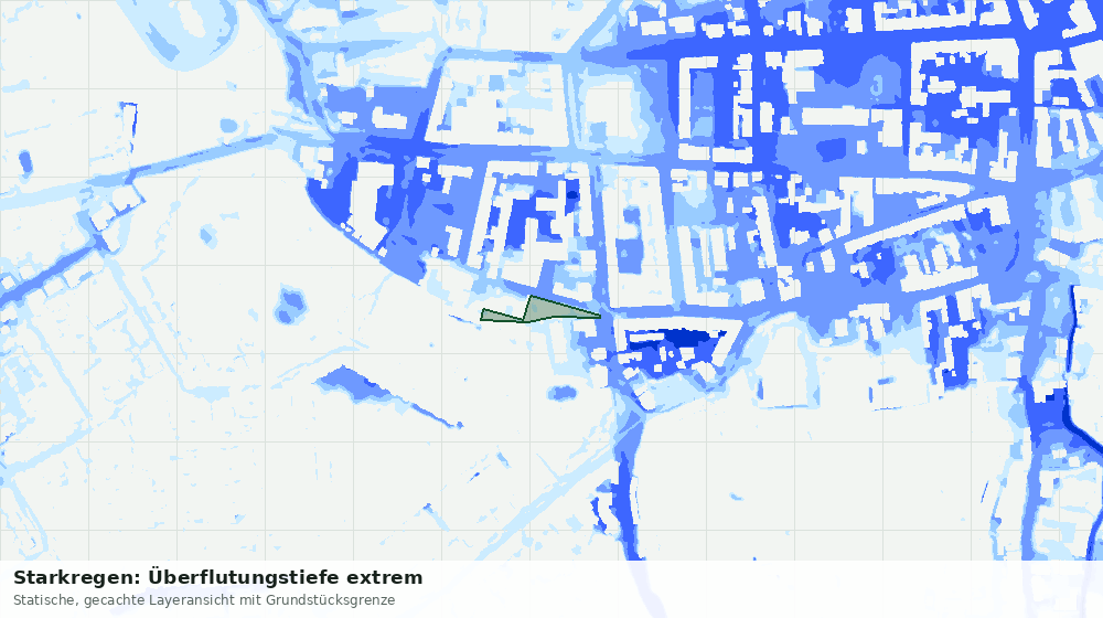 Statische Kartenansicht: Starkregen: Überflutungstiefe extrem