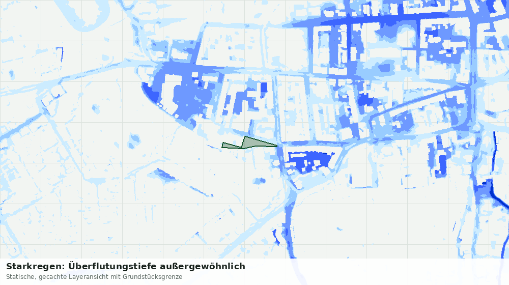 Statische Kartenansicht: Starkregen: Überflutungstiefe außergewöhnlich