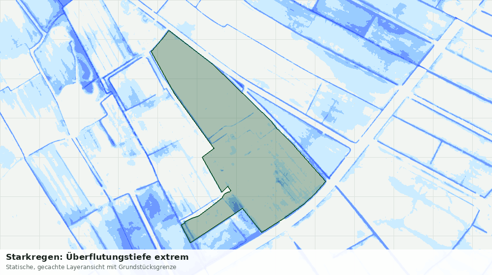 Statische Kartenansicht: Starkregen: Überflutungstiefe extrem