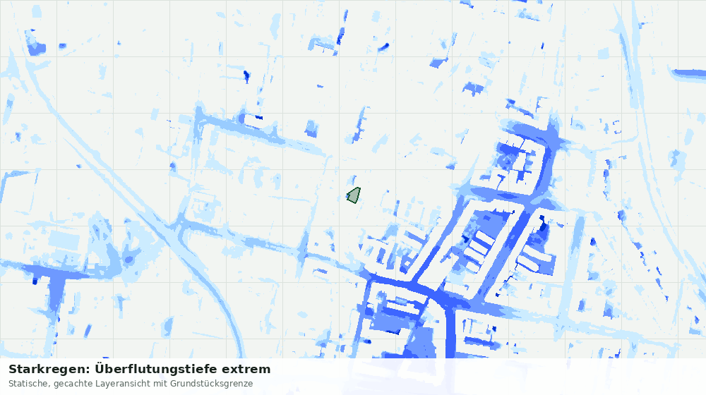 Statische Kartenansicht: Starkregen: Überflutungstiefe extrem