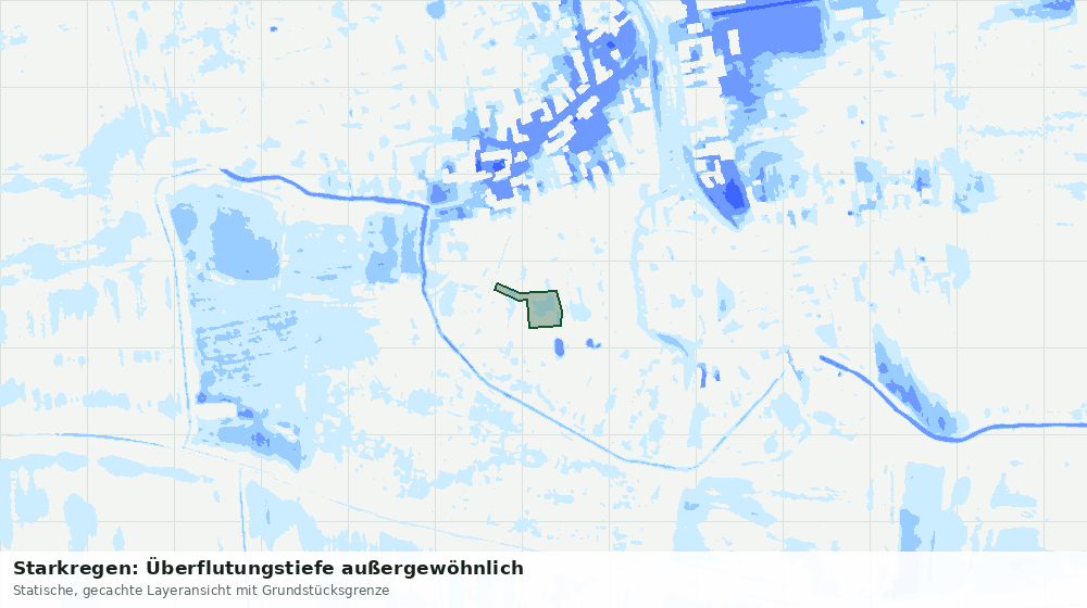 Statische Kartenansicht: Starkregen: Überflutungstiefe außergewöhnlich