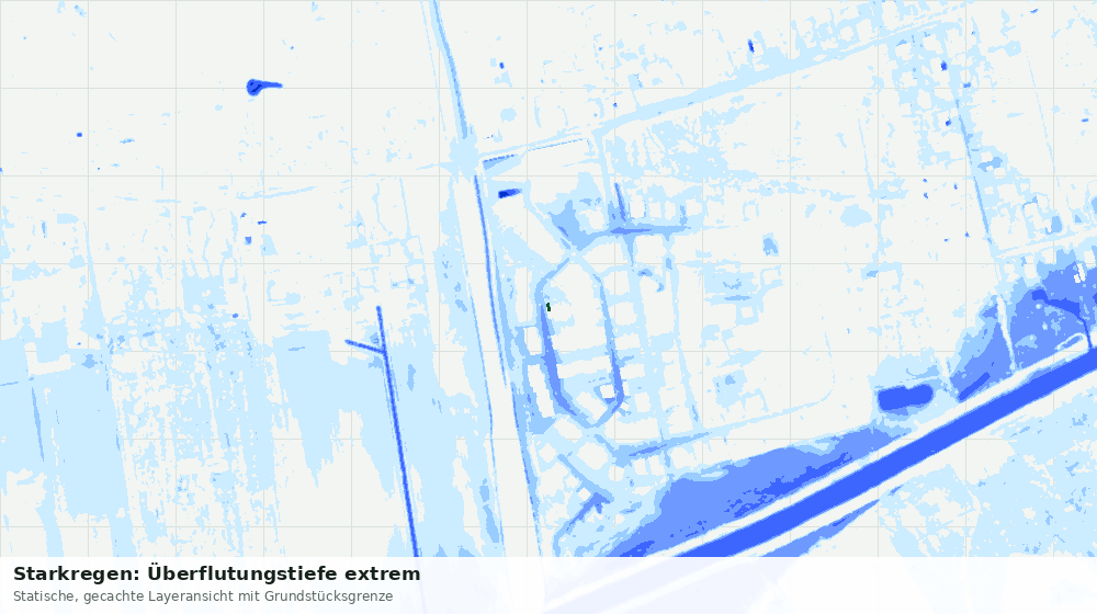 Statische Kartenansicht: Starkregen: Überflutungstiefe extrem