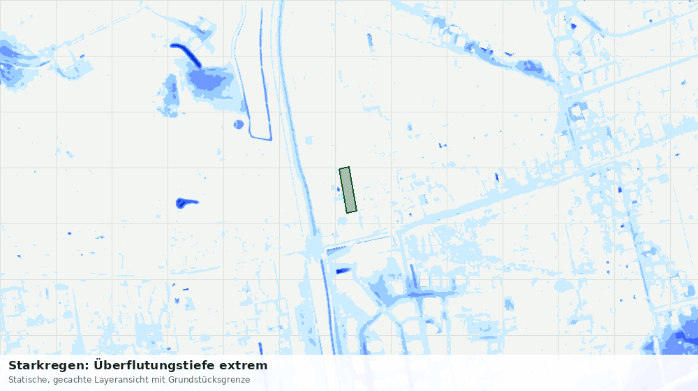 Statische Kartenansicht: Starkregen: Überflutungstiefe extrem