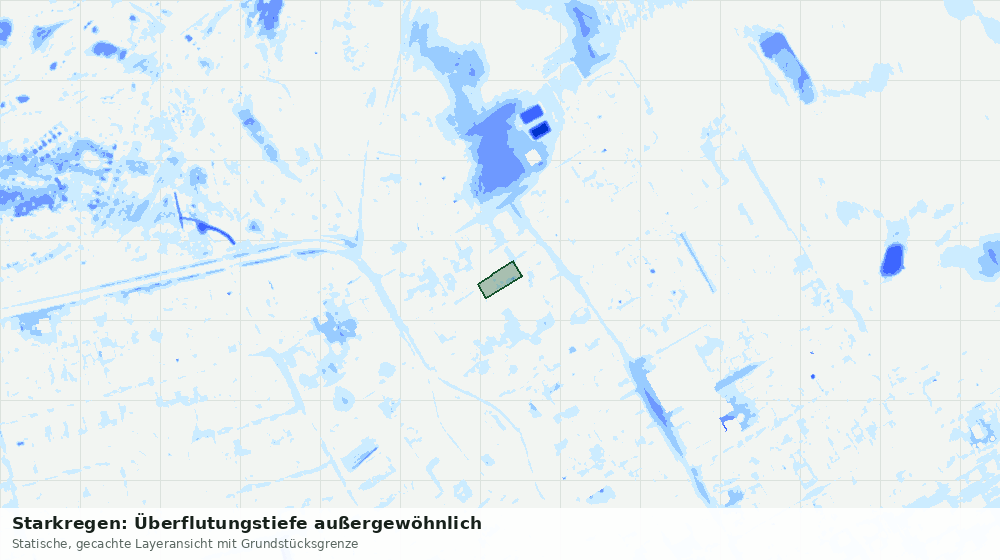 Statische Kartenansicht: Starkregen: Überflutungstiefe außergewöhnlich