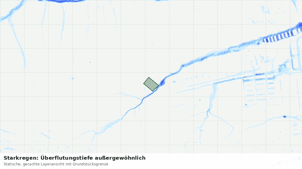 Statische Kartenansicht: Starkregen: Überflutungstiefe außergewöhnlich