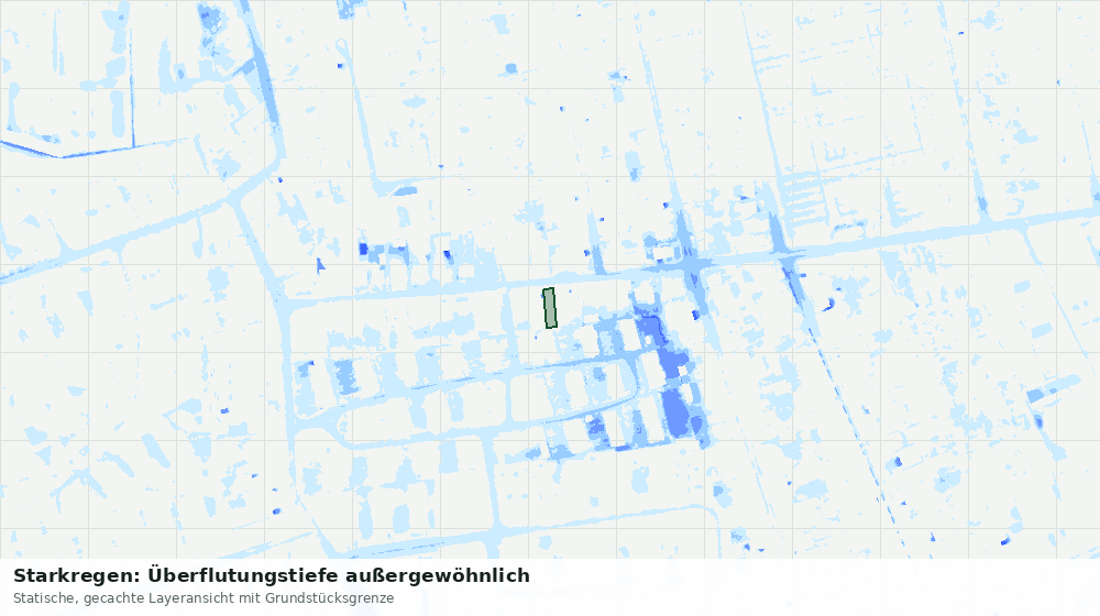 Statische Kartenansicht: Starkregen: Überflutungstiefe außergewöhnlich