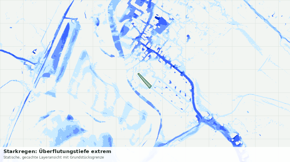 Statische Kartenansicht: Starkregen: Überflutungstiefe extrem
