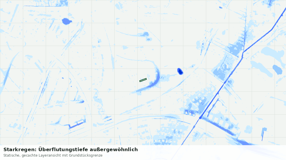 Statische Kartenansicht: Starkregen: Überflutungstiefe außergewöhnlich
