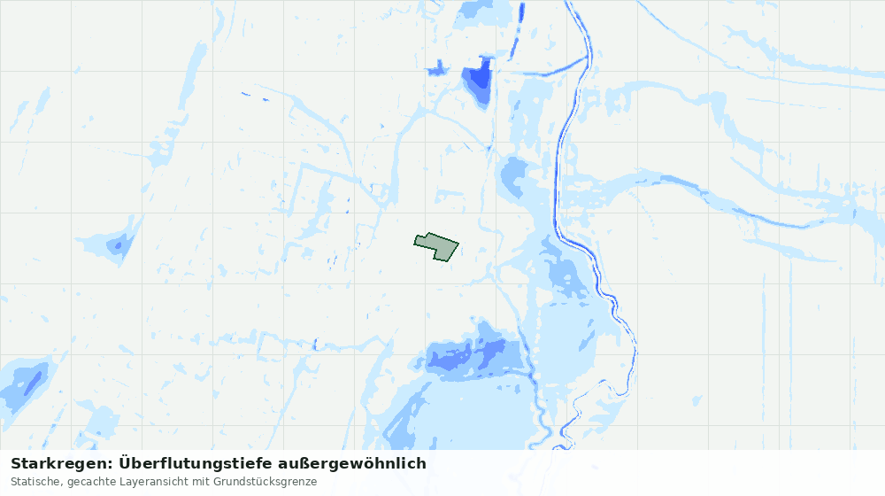 Statische Kartenansicht: Starkregen: Überflutungstiefe außergewöhnlich