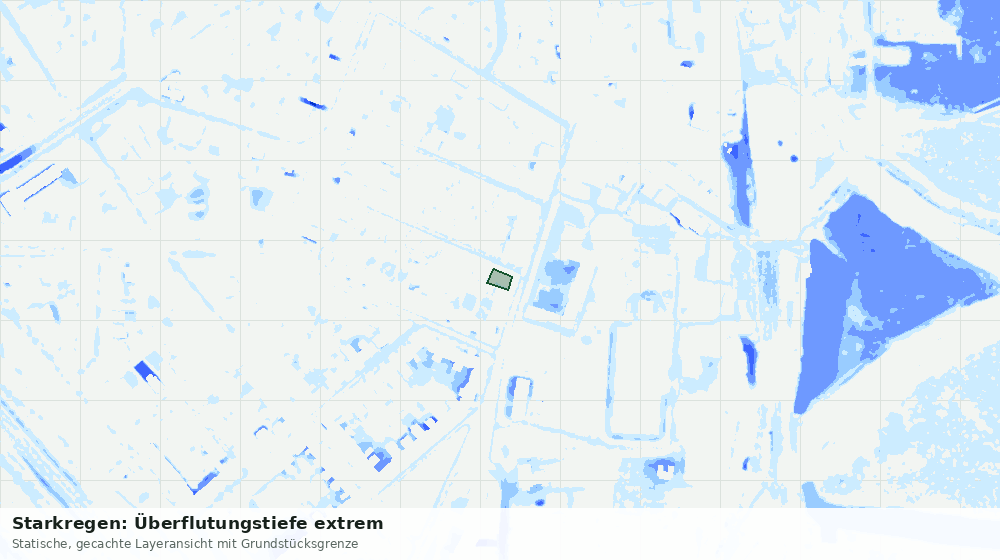 Statische Kartenansicht: Starkregen: Überflutungstiefe extrem