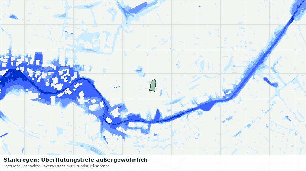 Statische Kartenansicht: Starkregen: Überflutungstiefe außergewöhnlich