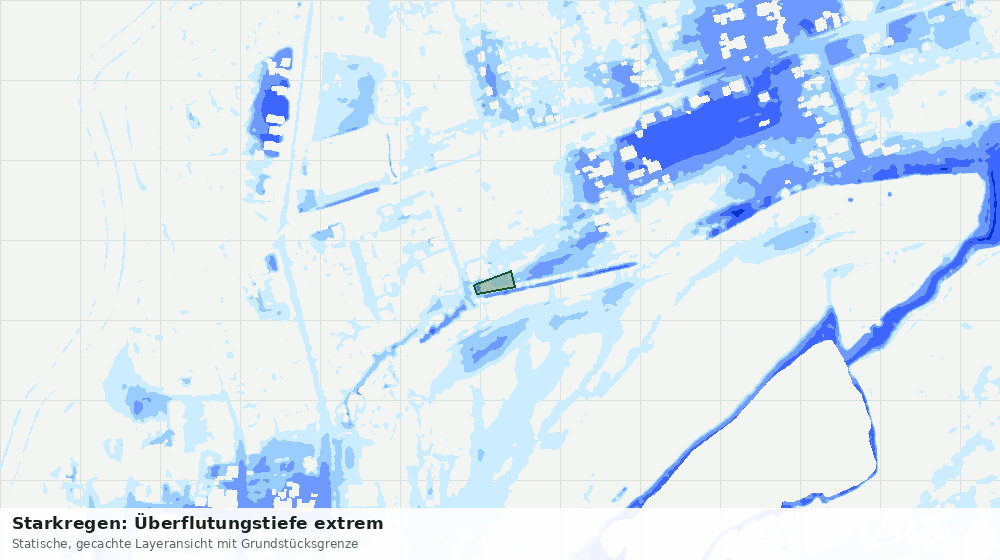 Statische Kartenansicht: Starkregen: Überflutungstiefe extrem