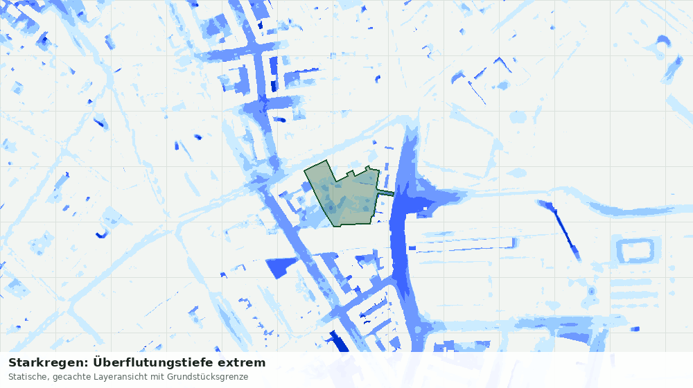Statische Kartenansicht: Starkregen: Überflutungstiefe extrem