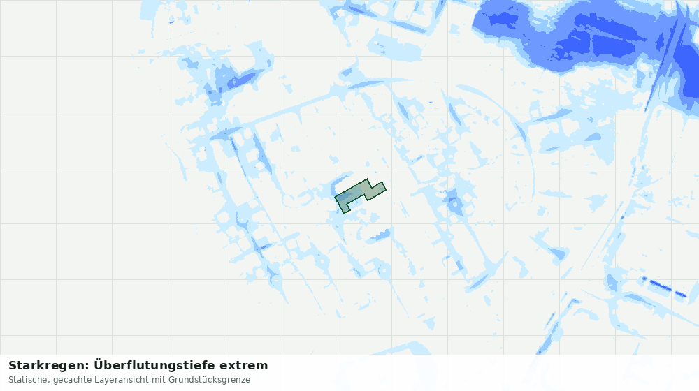 Statische Kartenansicht: Starkregen: Überflutungstiefe extrem