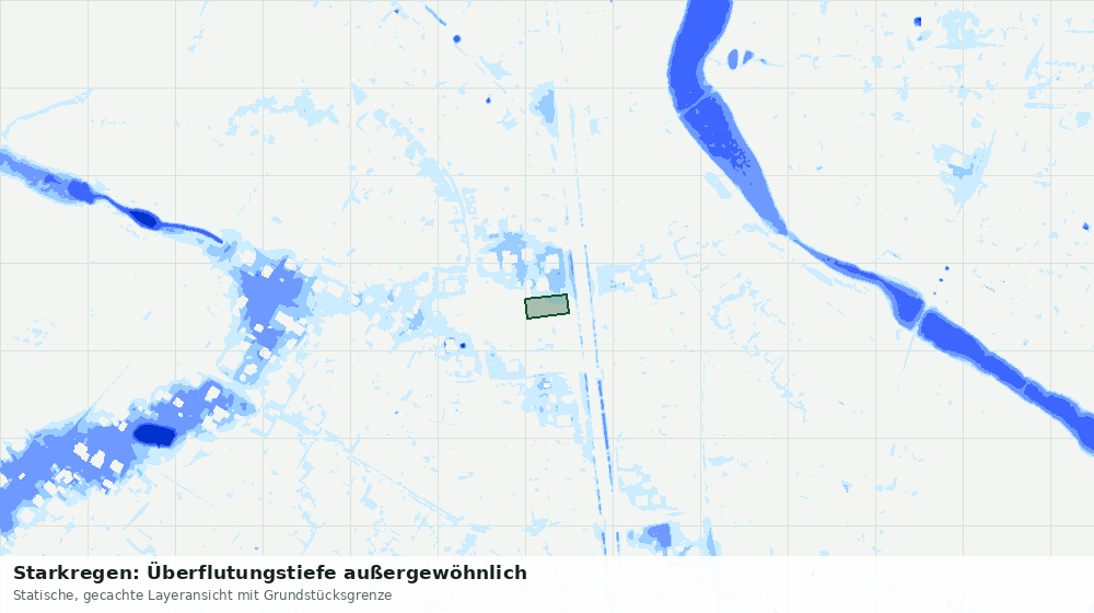 Statische Kartenansicht: Starkregen: Überflutungstiefe außergewöhnlich