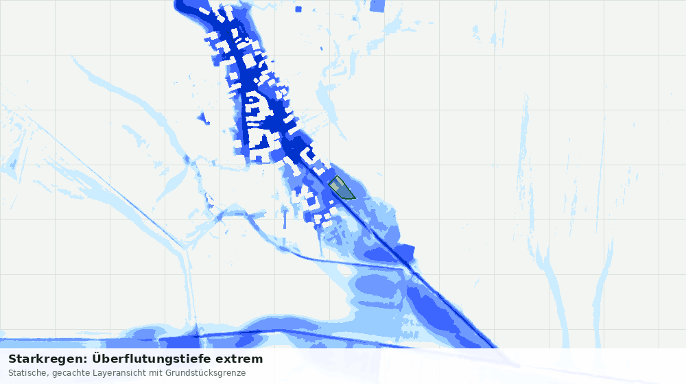 Statische Kartenansicht: Starkregen: Überflutungstiefe extrem